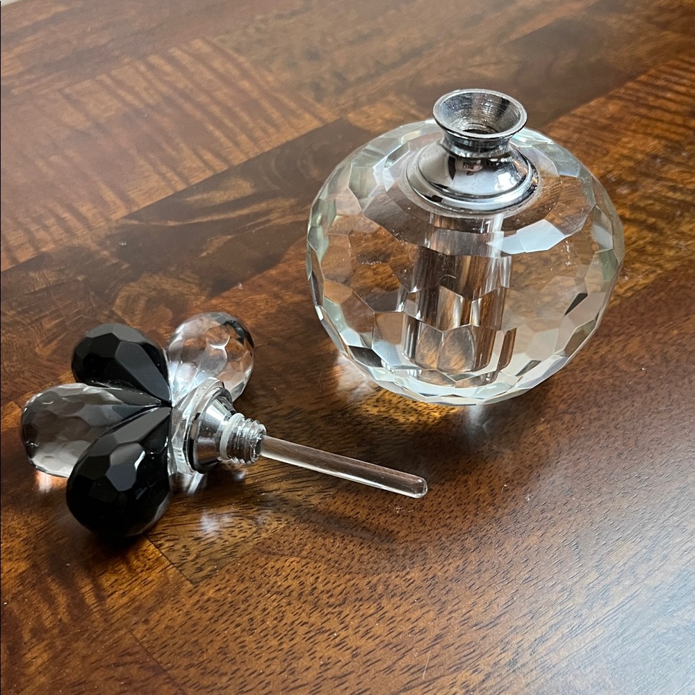 Crystal Perfume Bottle with Black and Clear Accents - Picture 2 of 2